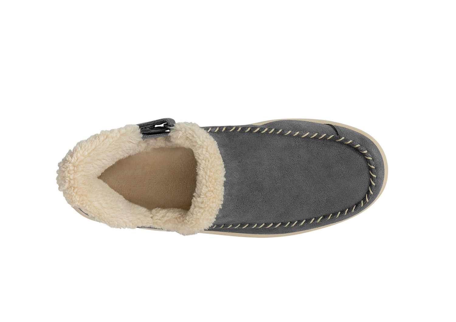 Lorin Hands-Free Slipper Shoes – Gray | Suede Faux Fur Lined Women's Slip-On