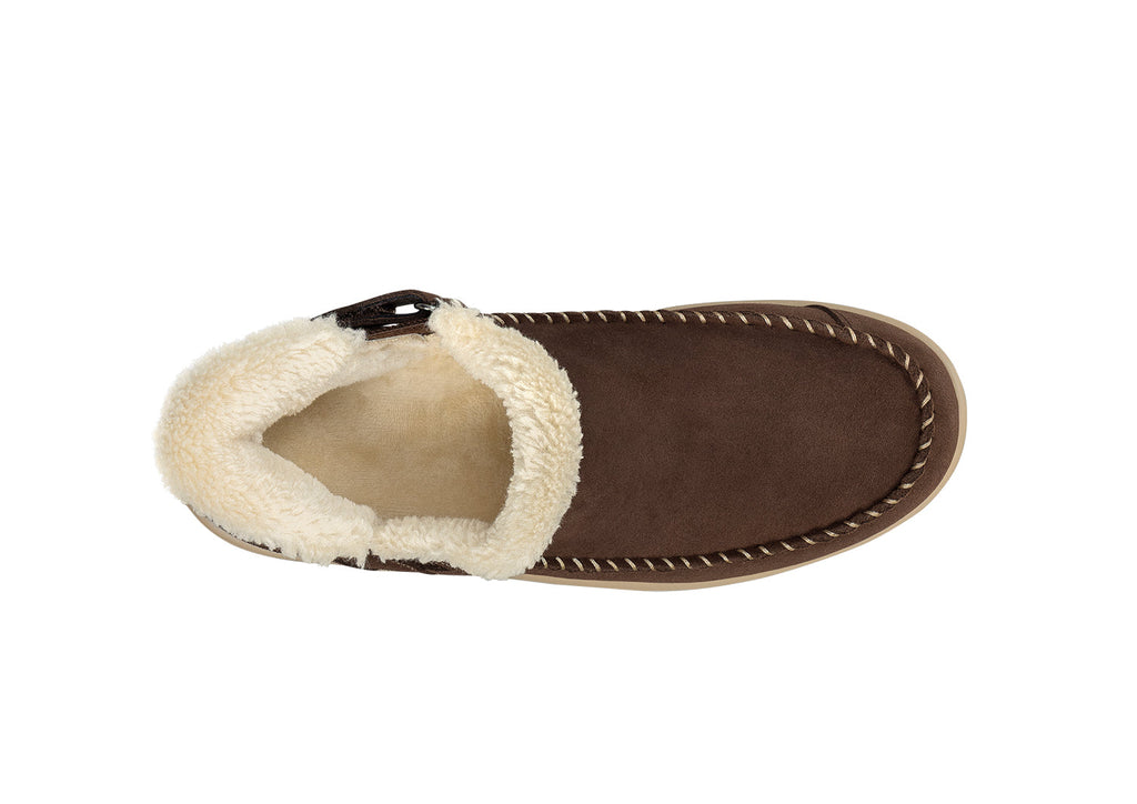 Lorin Hands-Free Slipper Shoes – Brown | Suede Faux Fur Lined Women's Slip-On