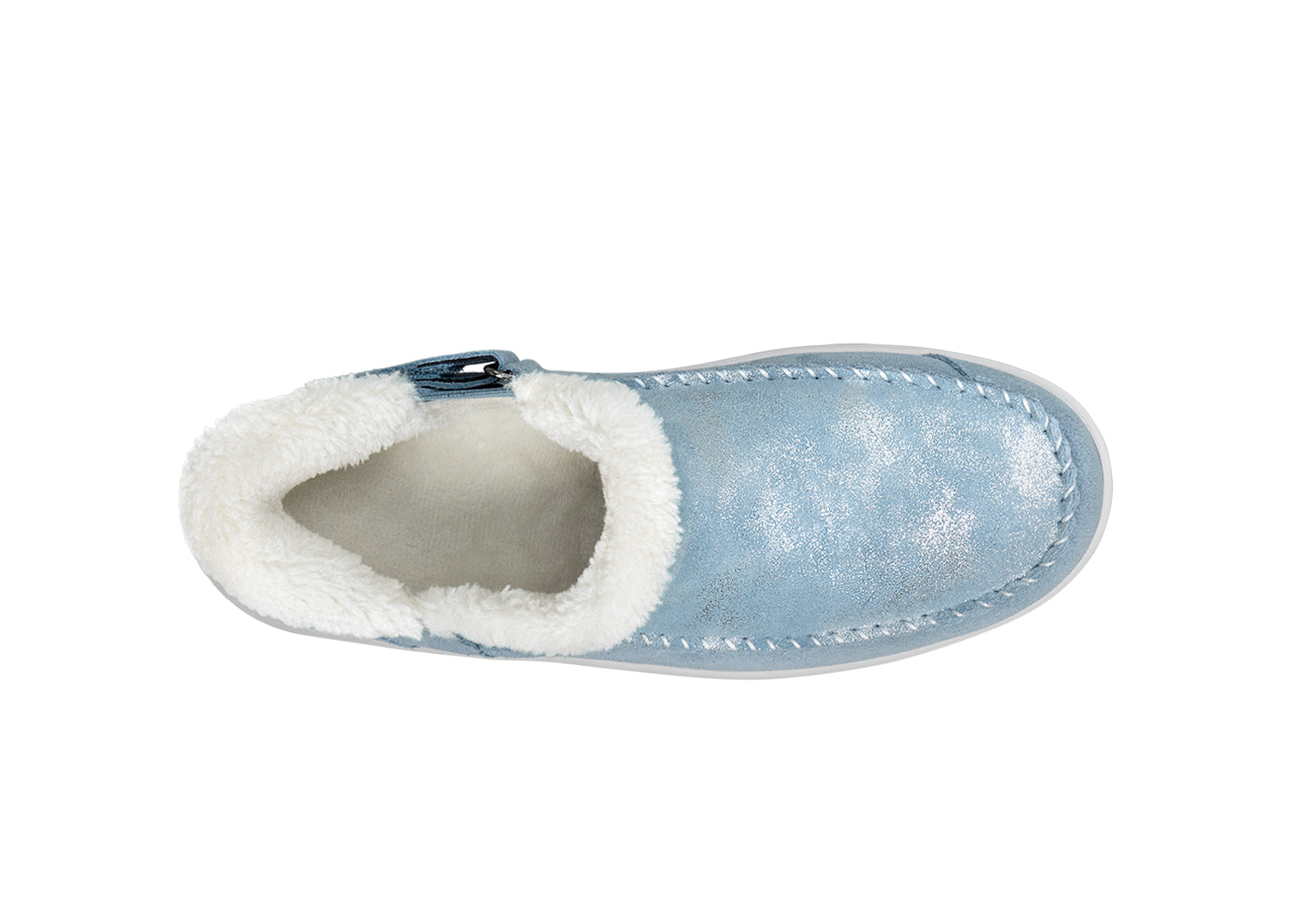 Lorin Hands-Free Slipper Shoes – Blue Shimmer | Suede Faux Fur Lined Women's Slip-On