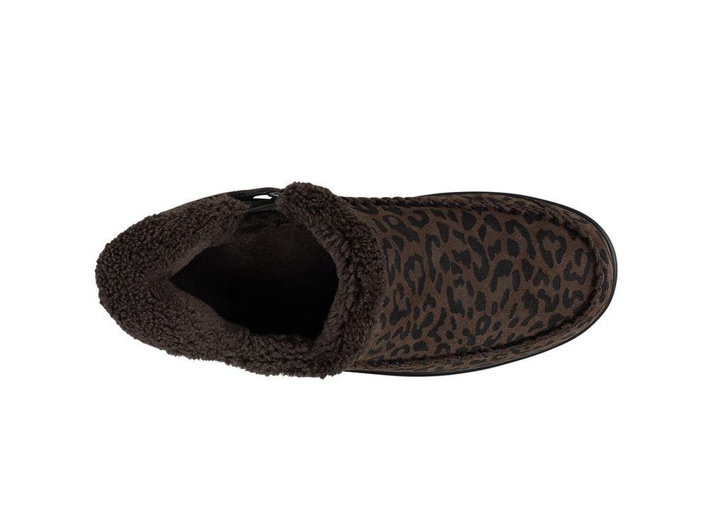 Lorin Hands-Free Slipper Shoes – Leopard | Suede Faux Fur Lined Women's Slip-On
