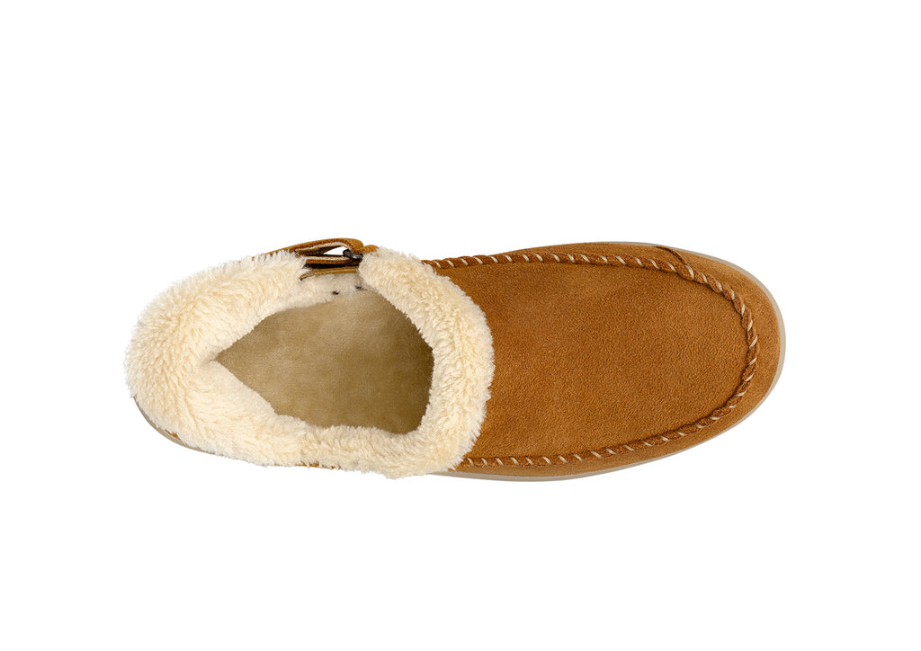 Lorin Hands-Free Slipper Shoes – Camel | Suede Faux Fur Lined Women's Slip-On