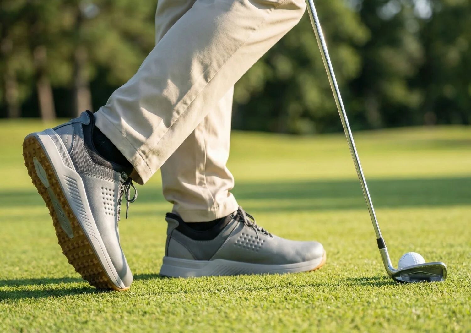 Birdie Hands-Free Golf Shoes – Gray | Slip-On Water Repellent Leather