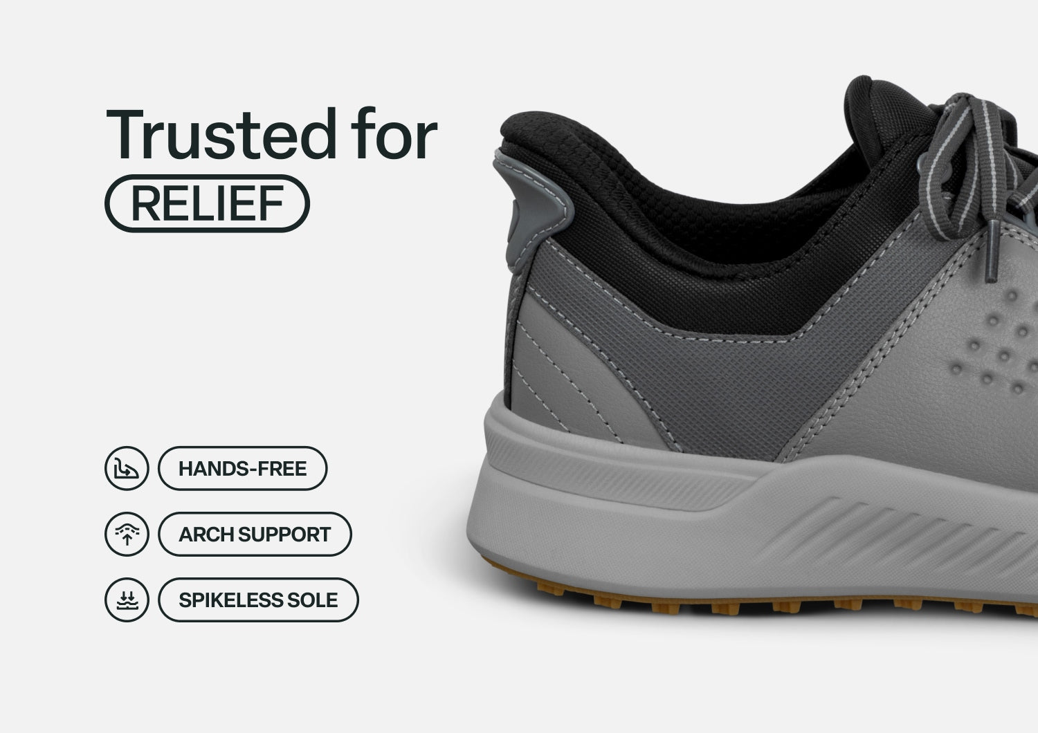 Birdie Hands-Free Golf Shoes – Gray | Slip-On Water Repellent Leather