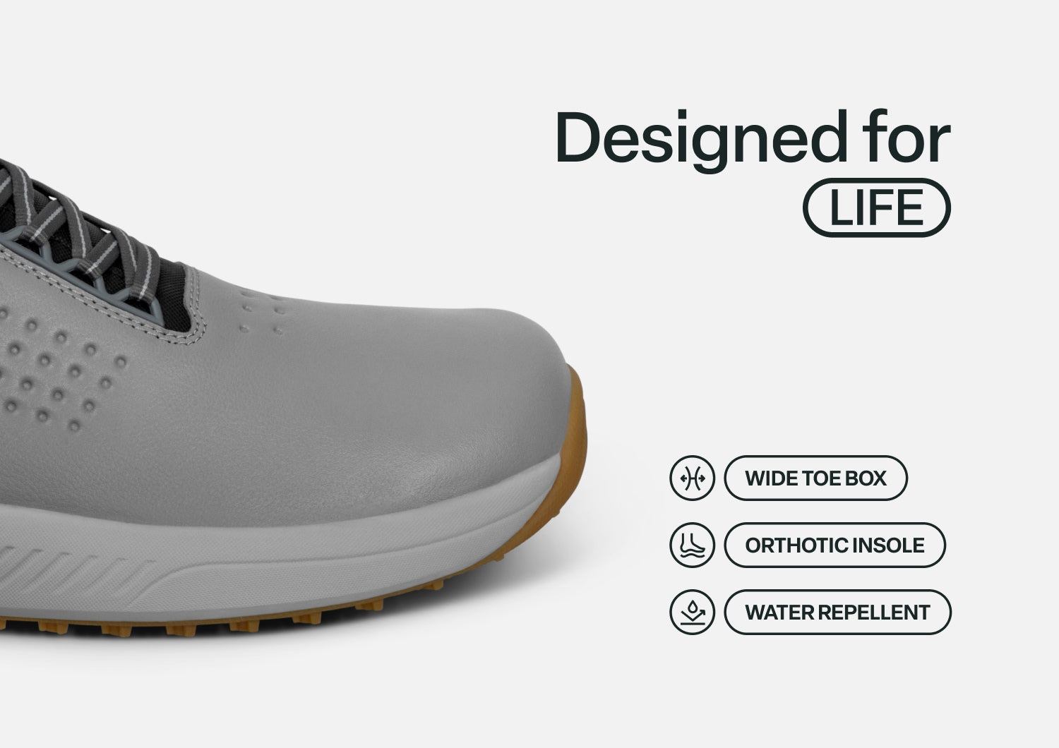 Birdie Hands-Free Golf Shoes – Gray | Slip-On Water Repellent Leather