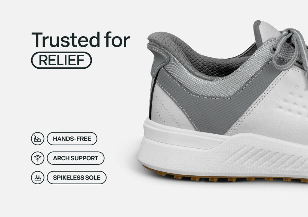Birdie Hands-Free Golf Shoes – White | Slip-On Water Repellent Leather