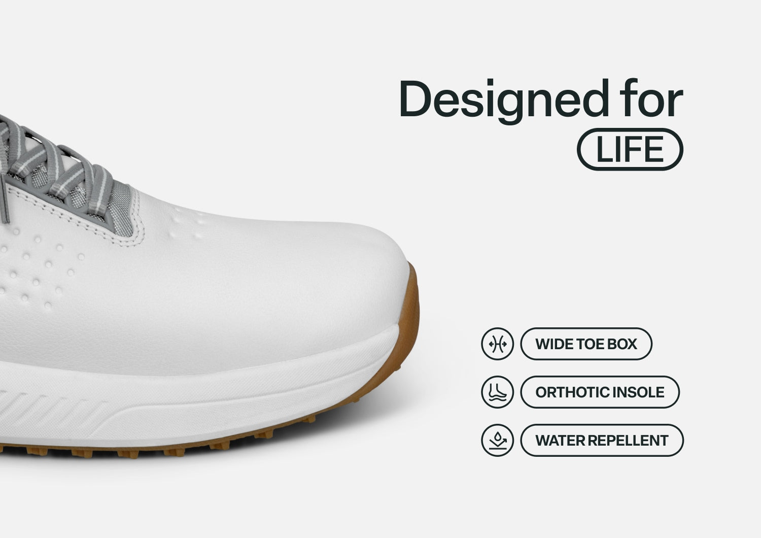 Birdie Hands-Free Golf Shoes – White | Slip-On Water Repellent Leather