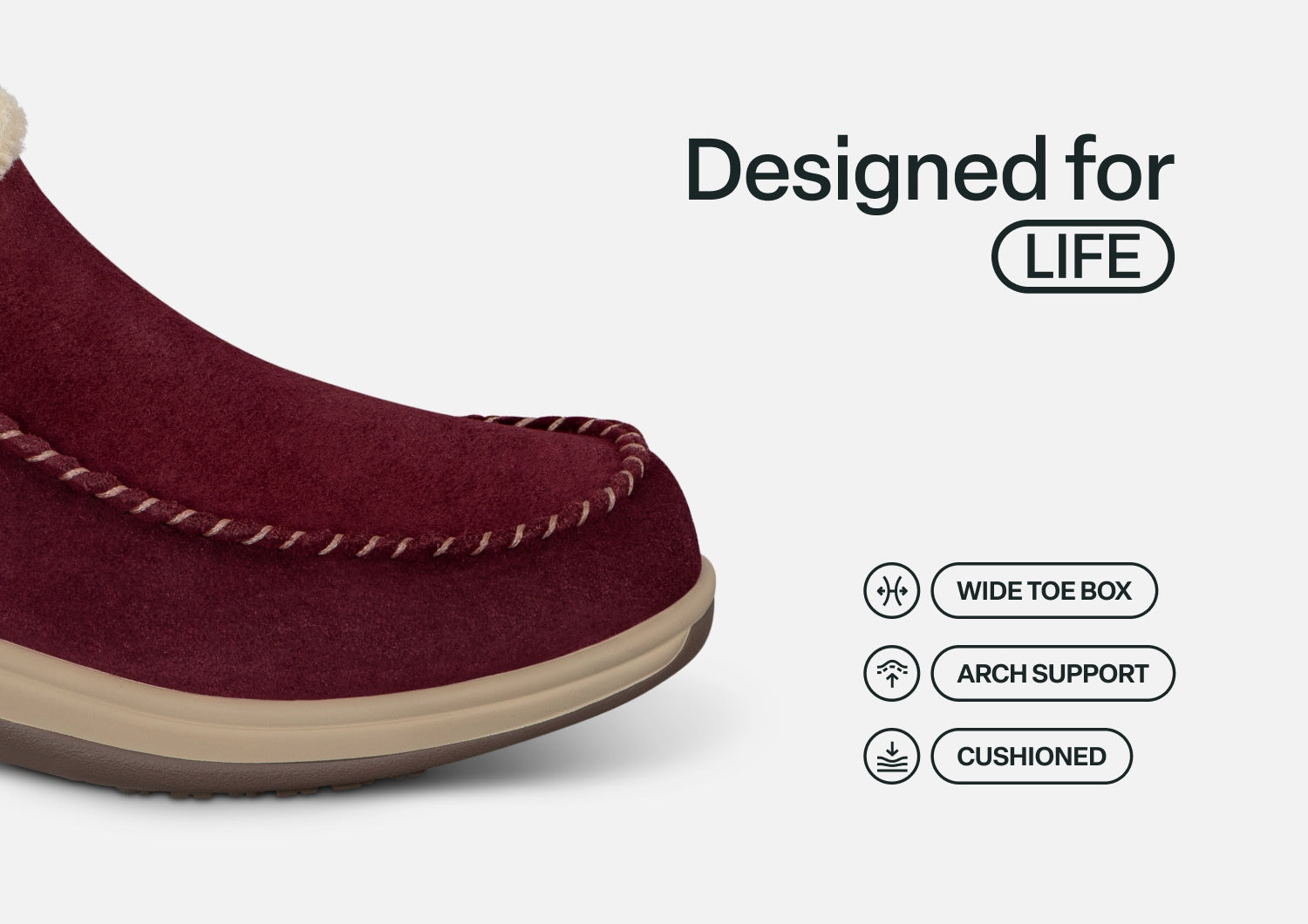 Lorin Hands-Free Slipper Shoes – Bordeaux | Suede Faux Fur Lined Women's Slip-On