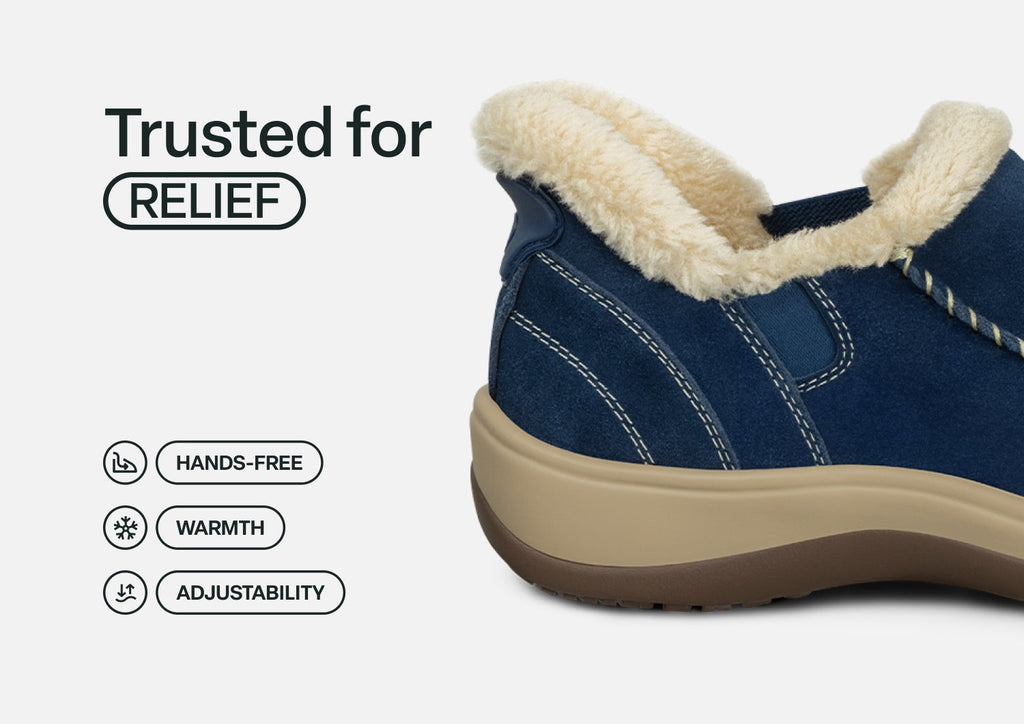 Lorin Hands-Free Slipper Shoes – Sapphire | Suede Faux Fur Lined Women's Slip-On