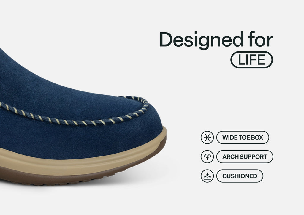 Lorin Hands-Free Slipper Shoes – Sapphire | Suede Faux Fur Lined Women's Slip-On