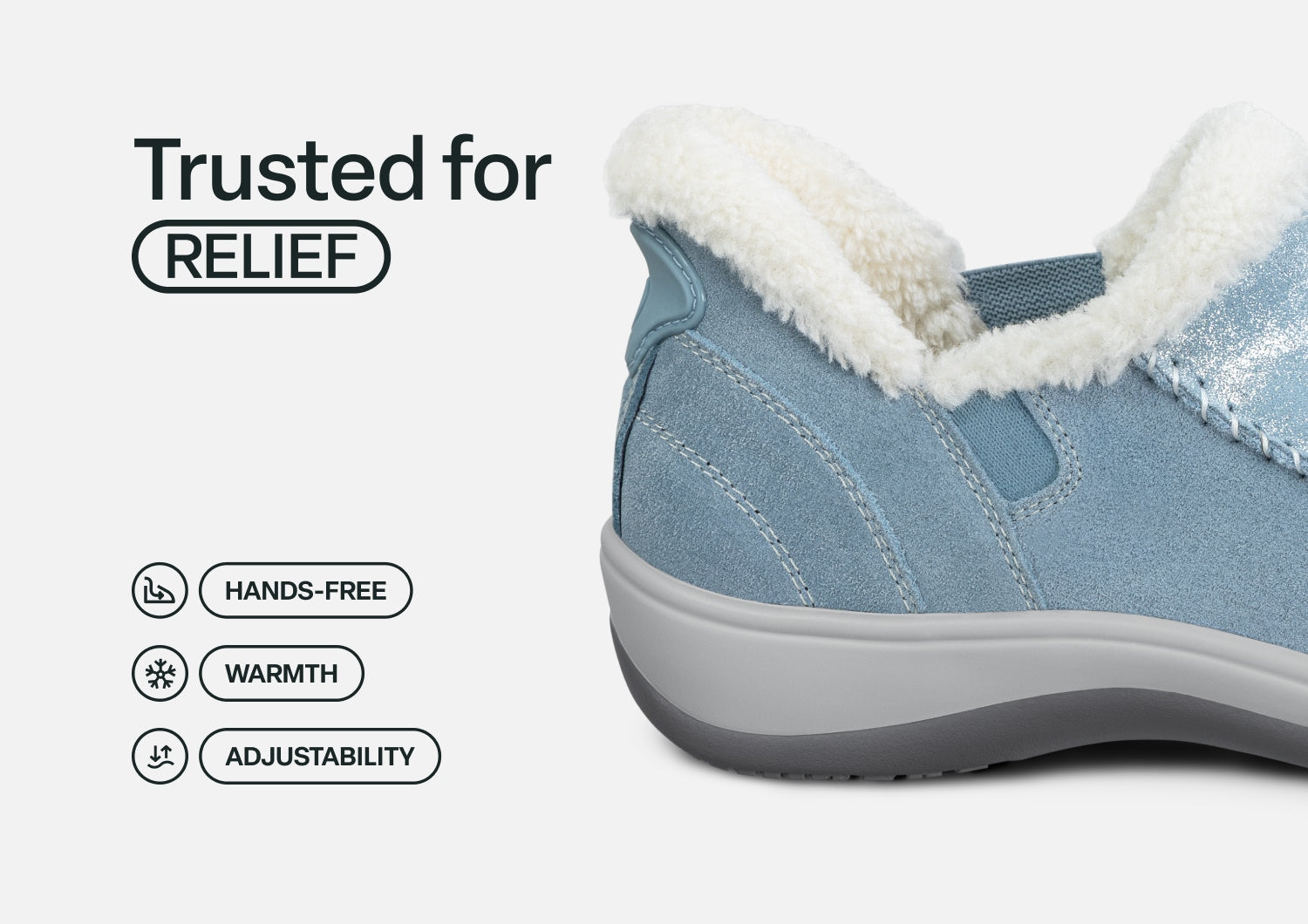 Lorin Hands-Free Slipper Shoes – Blue Shimmer | Suede Faux Fur Lined Women's Slip-On