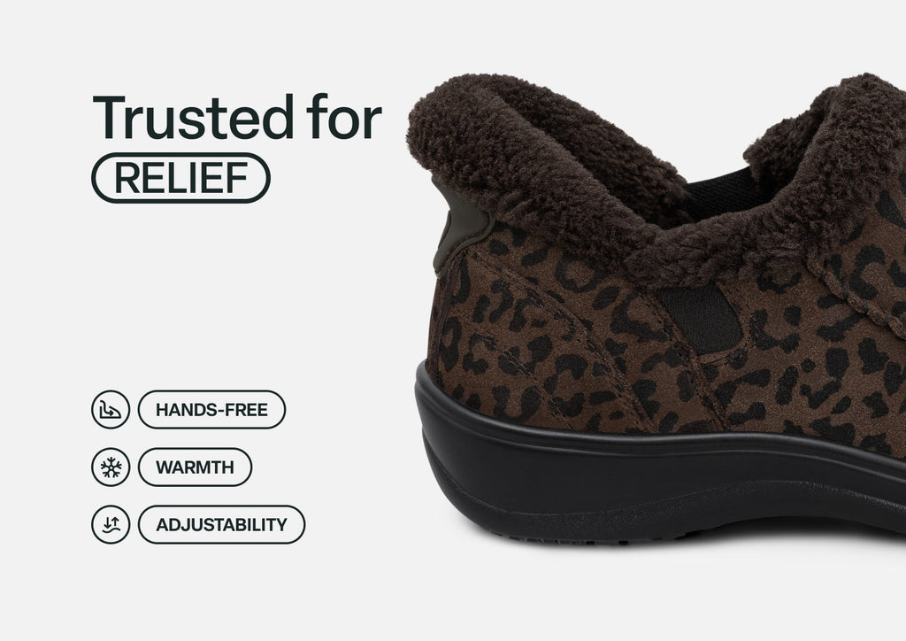 Lorin Hands-Free Slipper Shoes – Leopard | Suede Faux Fur Lined Women's Slip-On