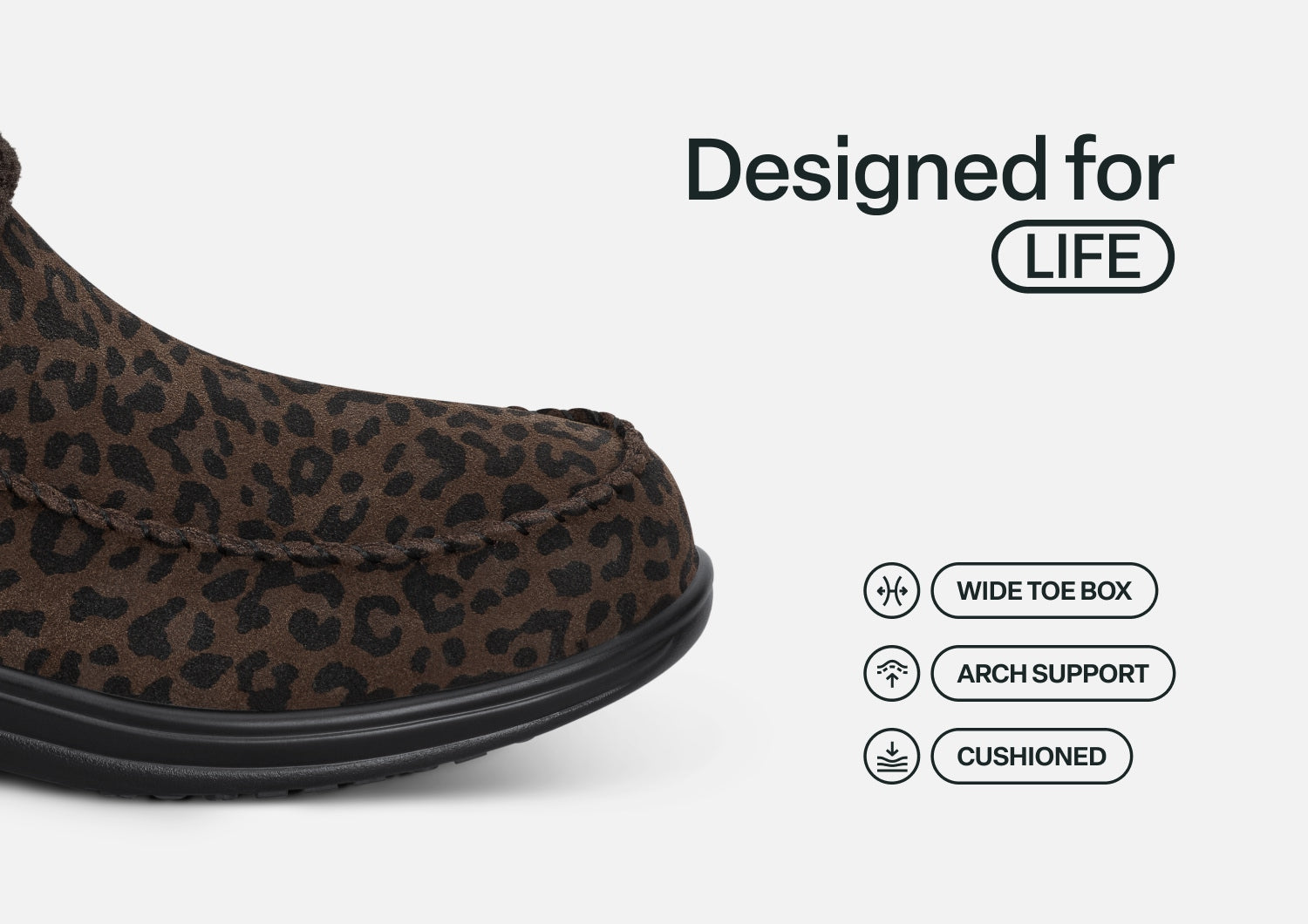 Lorin Hands-Free Slipper Shoes – Leopard | Suede Faux Fur Lined Women's Slip-On