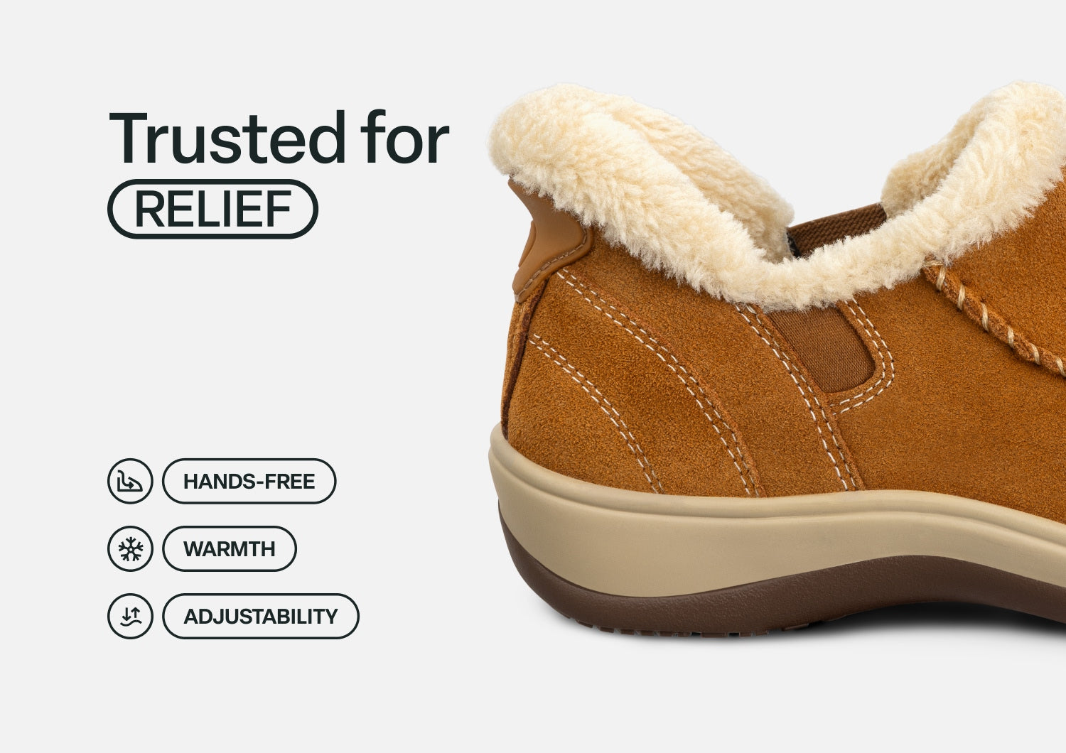 Lorin Hands-Free Slipper Shoes – Camel | Suede Faux Fur Lined Women's Slip-On