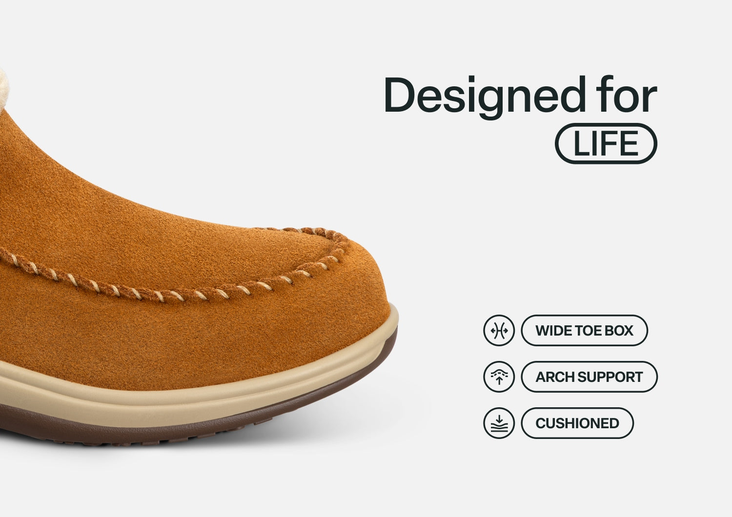 Lorin Hands-Free Slipper Shoes – Camel | Suede Faux Fur Lined Women's Slip-On
