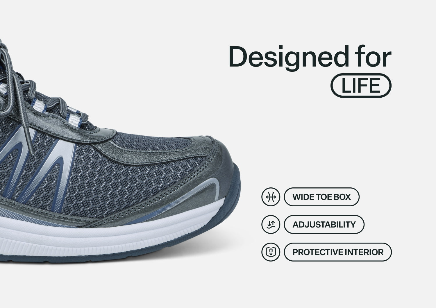 Sprint Tie-Less Sneakers – Gray | APMA Certified Hands-Free Walking Shoes