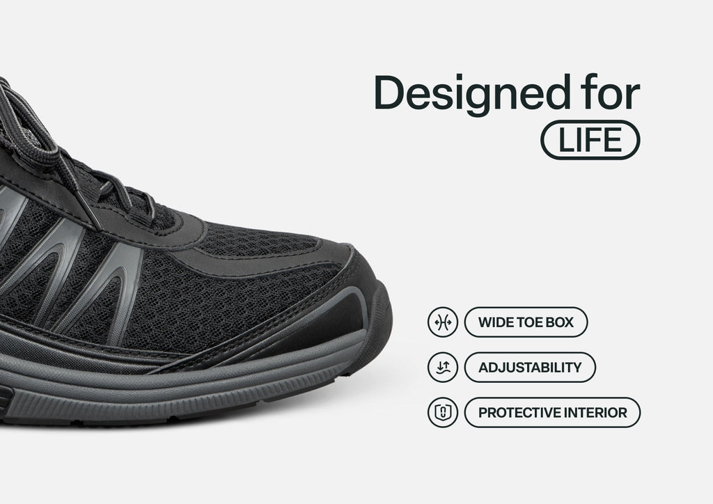Sprint Tie-Less Sneakers – Black | APMA Certified Hands-Free Walking Shoes