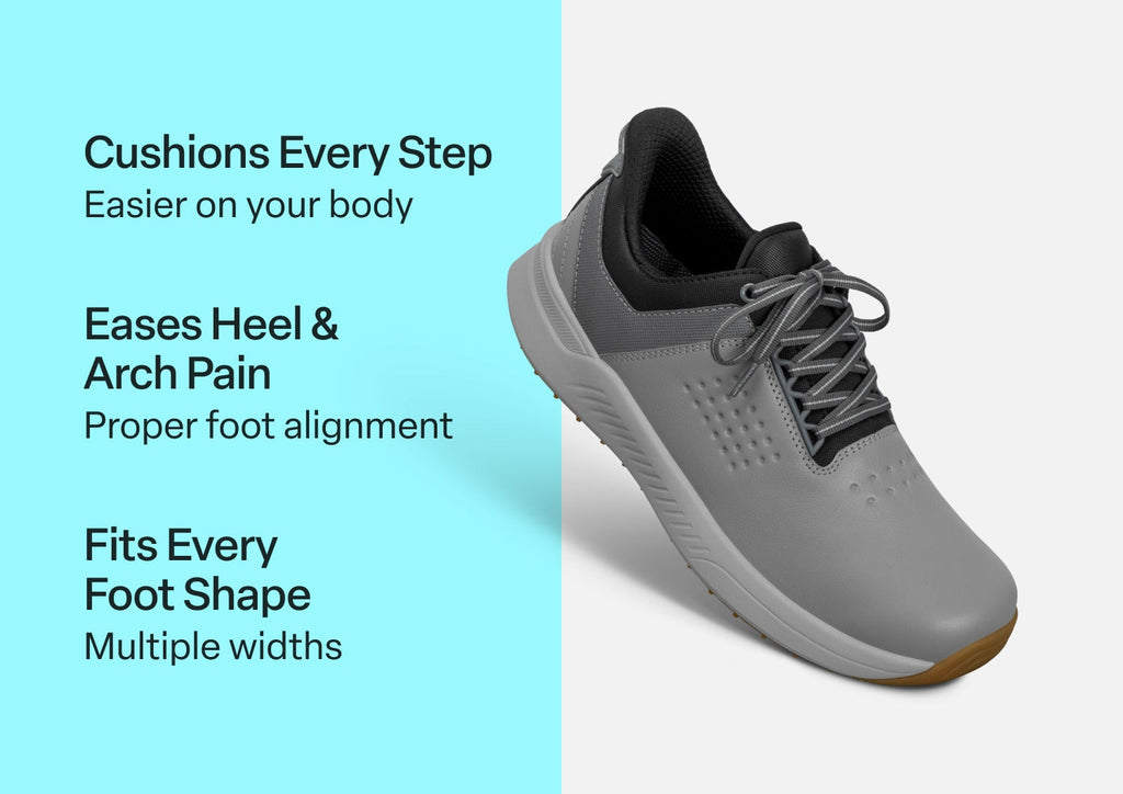 Birdie Hands-Free Golf Shoes – Gray | Slip-On Water Repellent Leather