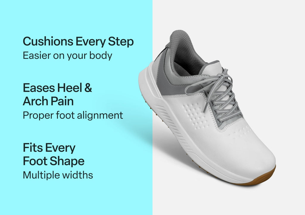 Birdie Hands-Free Golf Shoes – White | Slip-On Water Repellent Leather