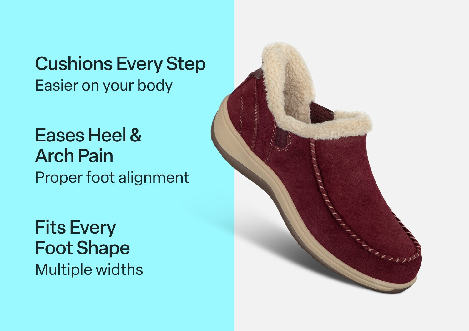Lorin Hands-Free Slipper Shoes – Bordeaux | Suede Faux Fur Lined Women's Slip-On