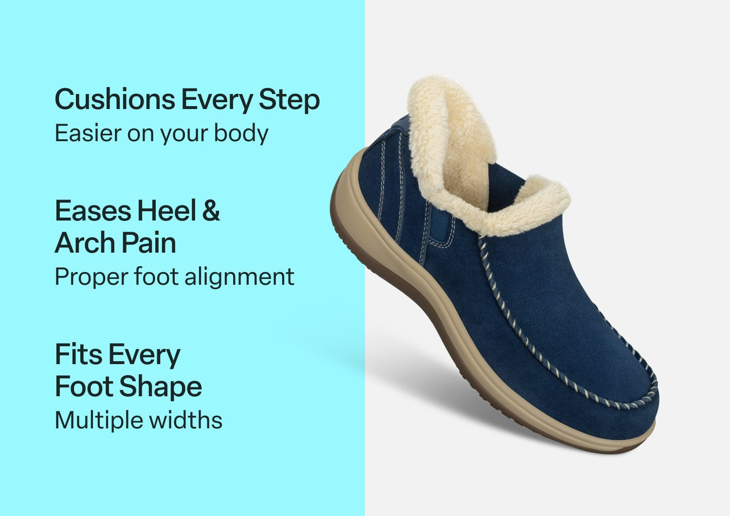 Lorin Hands-Free Slipper Shoes – Sapphire | Suede Faux Fur Lined Women's Slip-On