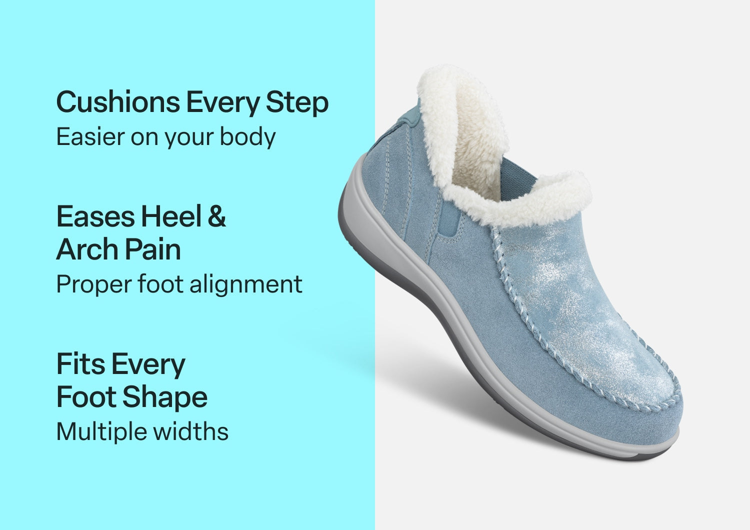 Lorin Hands-Free Slipper Shoes – Blue Shimmer | Suede Faux Fur Lined Women's Slip-On