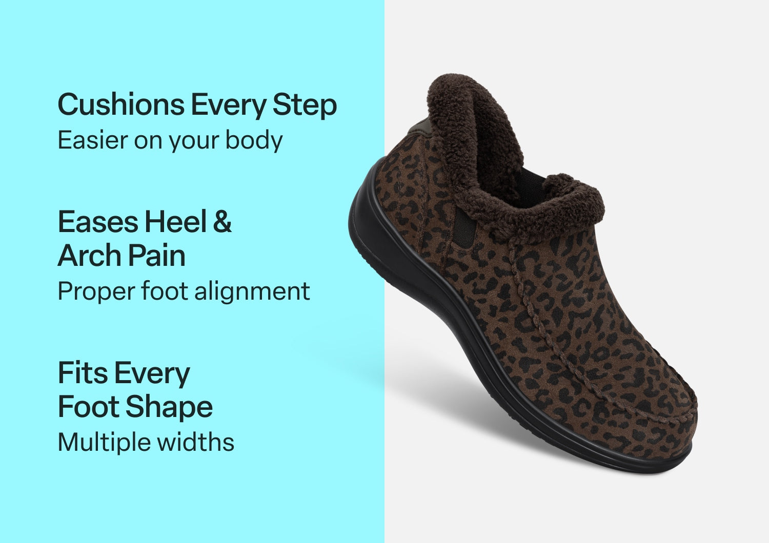 Lorin Hands-Free Slipper Shoes – Leopard | Suede Faux Fur Lined Women's Slip-On