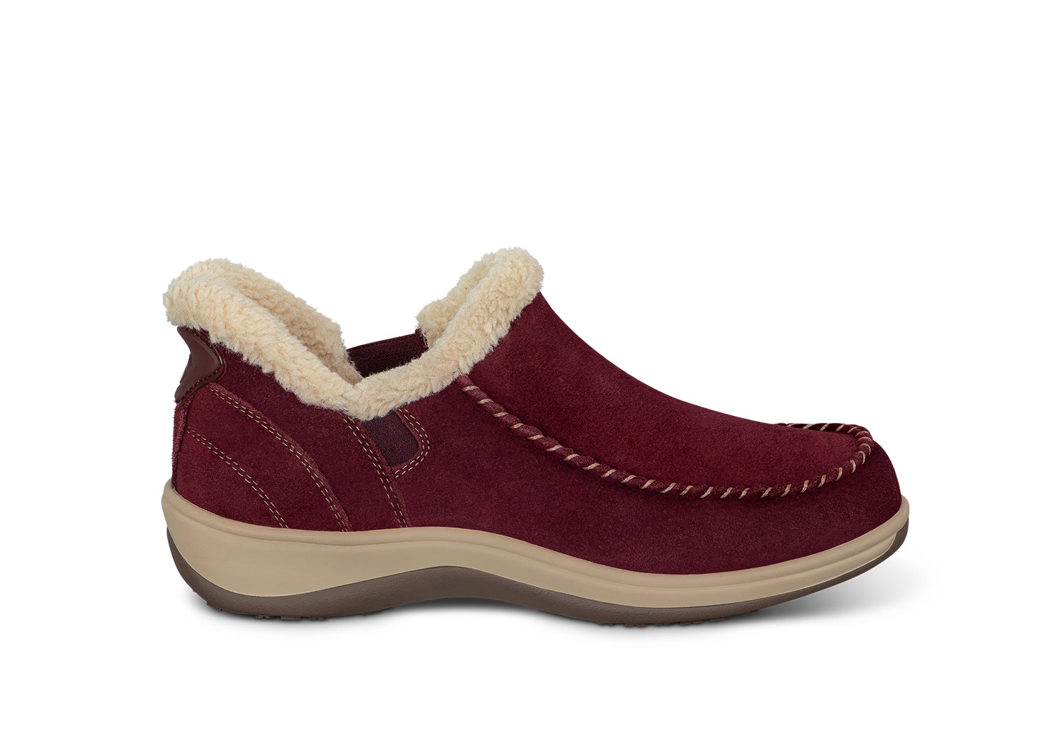Lorin Hands-Free Slipper Shoes – Bordeaux | Suede Faux Fur Lined Women's Slip-On