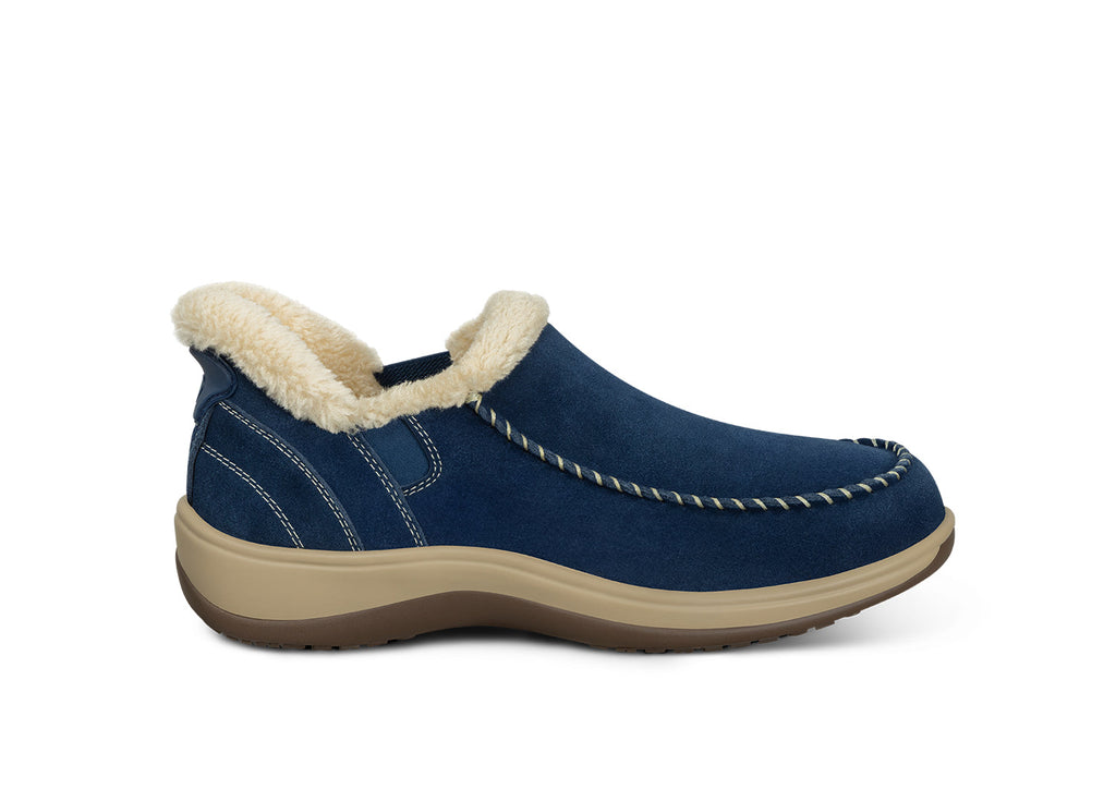 Lorin Hands-Free Slipper Shoes – Sapphire | Suede Faux Fur Lined Women's Slip-On