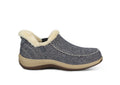 Lorin Hands-Free Slipper Shoes – Blue Herringbone Wool | Faux Fur Lined Women's Slip-On