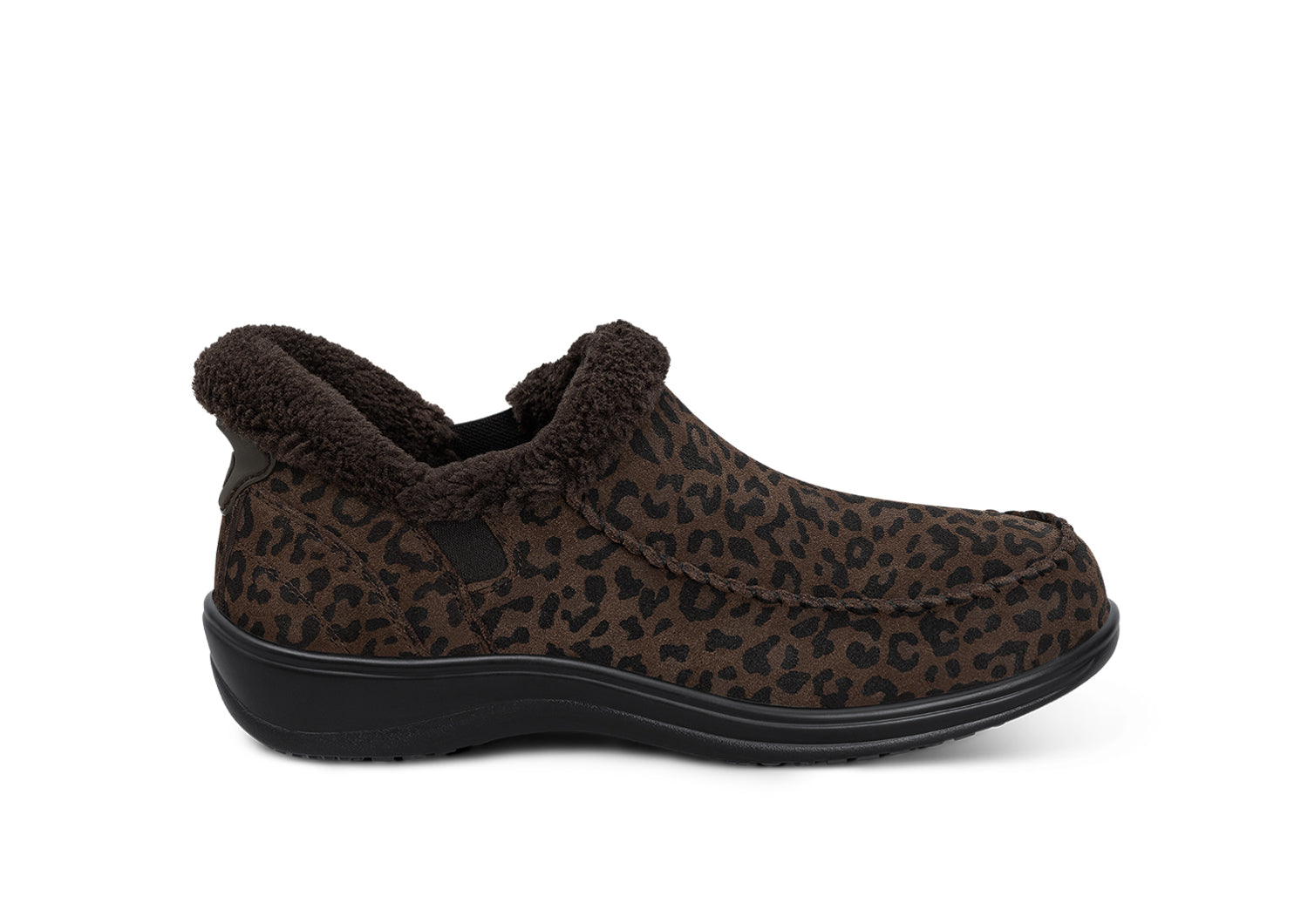 Lorin Hands-Free Slipper Shoes – Leopard | Suede Faux Fur Lined Women's Slip-On